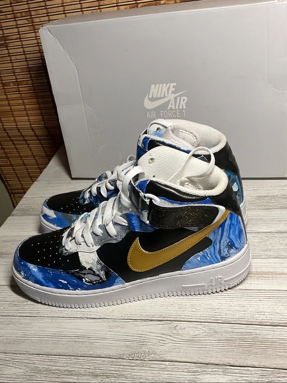 Custom Hand-Painted high-top Nike Air Force 1 sneakers Men's Size 8